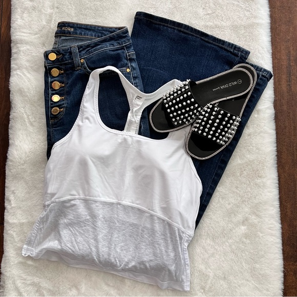 Michael Kors Selma Flare Button Front High Rise Jeans Blue Size 4 - Picture 6 of 15